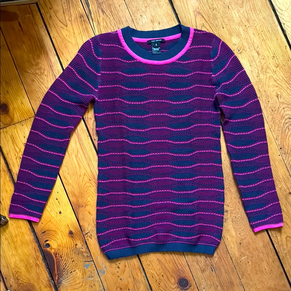 Pink Tartan blue and pink sweater sz S